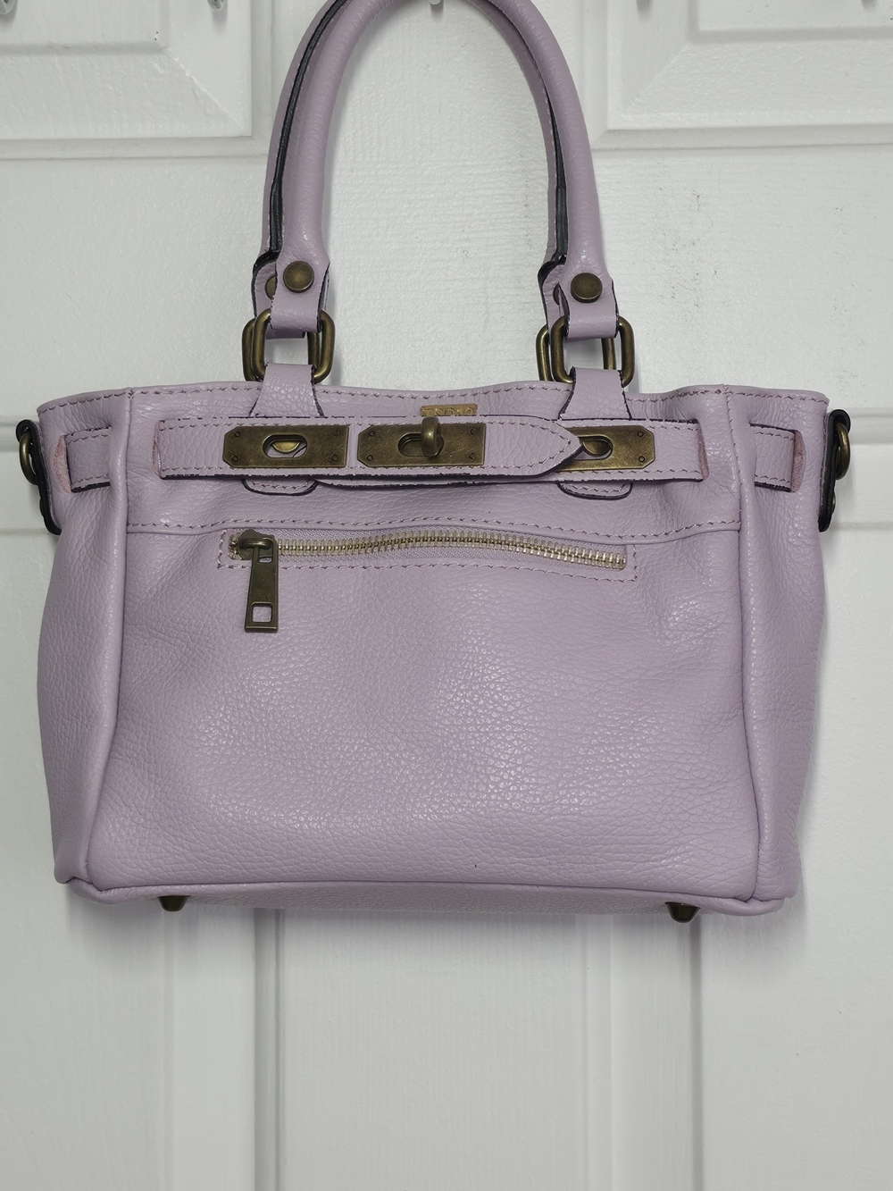 Genuine Leather Stylish Lilac Satchel Handbag - Picture 4 of 12